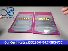 ถุงซิปล็อคแบบตั้งได้ฟอยล์อลูมิเนียมสีชมพูพร้อมหน้าต่างใส