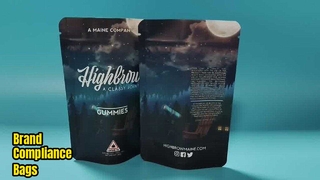 กระเป๋า Mylar ทนเด็กแบบกำหนดเองที่ได้รับสิทธิบัตรจากสหรัฐอเมริกา สำหรับการปฏิบัติตามแบรนด์กัญชา