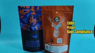 ถุง Ziplock แบบพิสูจน์อักษรสำหรับเด็กที่ได้รับสิทธิบัตรจากสหรัฐอเมริกาสำหรับความต้องการในการปฏิบัติตามข้อกำหนดของร้านขายยากัญชา