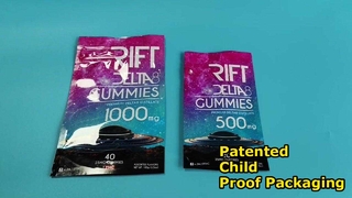 ถุง Ziplock แบบพิสูจน์อักษรสำหรับเด็กขนาดสั่งทำพิเศษที่สหรัฐอเมริกาจดสิทธิบัตรสำหรับความต้องการด้านการปฏิบัติตามข้อกำหนดของกัญชา