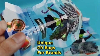 ถุงทนเด็กพิมพ์สองด้านรูปร่างไม่สม่ำเสมอสำหรับความต้องการในการสร้างแบรนด์กัญชา