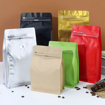 12 ออนซ์ Matte Printed Coffee Bean Bag Packaging กระเป๋ากาแฟด้านล่างเรียบ กระเป๋ากาแฟที่มีวาล์ว