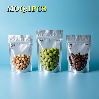 กระเป๋าสะพายแผ่นอลูมิเนียม 1 ด้าน กระเป๋าพลาสติกใส แพคเกจอาหาร กระเป๋ายืนพร้อม Ziplock