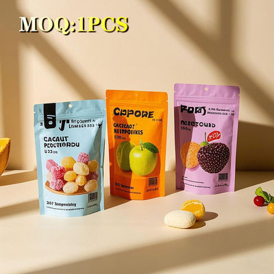 ผู้ผลิต กระเป๋าสะพายพลาสติกสีสันที่สามารถนําไปใช้ใหม่ได้ โดยสั่ง ผลไม้ อาหารว่าง ของหวาน สวยใส ยืนขึ้น กระเป๋า Mylar ด้วยซิป