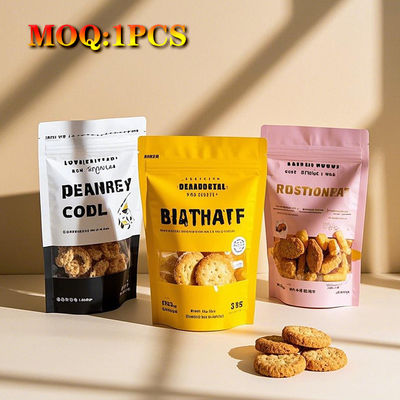 สาร PE Laminate กระเป๋ายืนกันกลิ่นที่มีการพิมพ์ Gravure Embossed และซิปปิดตัวเองสําหรับบรรจุอาหาร