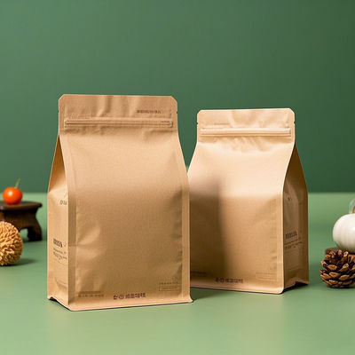 กระเป๋าสะพายชั้นนํา 8 ด้าน กระเป๋าสะพายพื้นราบ FDA รับรองการพิมพ์ตามสั่งและกันความชื้นสําหรับอาหารและค้าปลีก 50g-2000g ความจุ