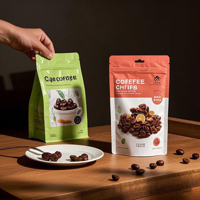 กระเป๋าหน้าต่างบางส่วน Matte กระเป๋าที่สามารถปรับแต่งออกแบบการยืน-Up กันความชื้นสําหรับเครื่องเทศกาแฟและอาหารจํานวนมาก