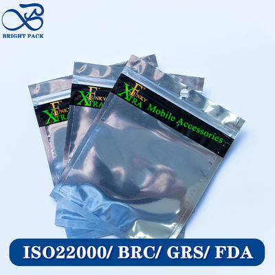 ถุงฟอยล์อลูมิเนียมพิมพ์ลายน้ำหนักเบาสำหรับบรรจุภัณฑ์ผลิตภัณฑ์อิเล็กทรอนิกส์พร้อมซิปปิดผนึกซ้ำได้