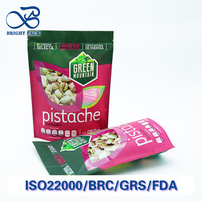 ถุงซิปตั้งได้พลาสติกรีไซเคิลได้สำหรับบรรจุภัณฑ์ถั่วพร้อมคุณสมบัติทนทานต่อการเจาะและกันความชื้น