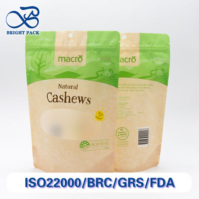 ซิปล็อค ถุงยืนสําหรับการบรรจุอาหารแห้ง พร้อมหน้าต่างที่ชัดเจนและวัสดุอาหารเกรด