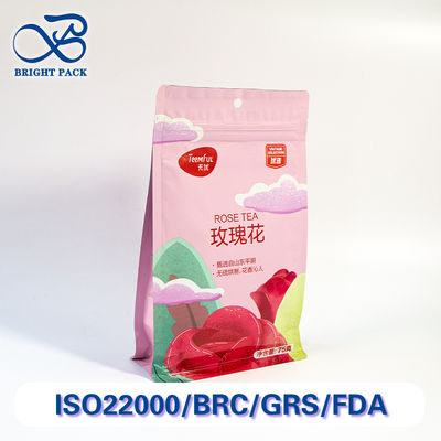 ราคาประหยัด กระเป๋าปิด 8 ด้าน สําหรับบรรจุชา พร้อมกันน้ําตาและการพิมพ์ตามสั่งลดจํานวนมาก