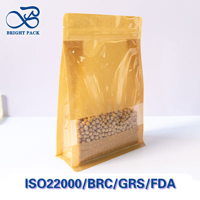 ถุงกระดาษคราฟท์ทนทานพร้อมหน้าต่างมองเห็นได้สำหรับการบรรจุอาหาร กันไขมัน ปรับแต่งได้