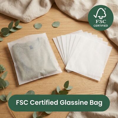 Eco Friendly Luxury กระเป๋ากระจกกระจกสีเขียว Packaging Clothing Zero Plastic Apparel Pocket กําหนดการสหภาพยุโรป